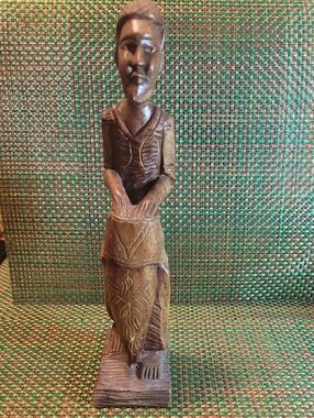 Hand-Carved Wooden Figurine - Brown Home Art Sculpture